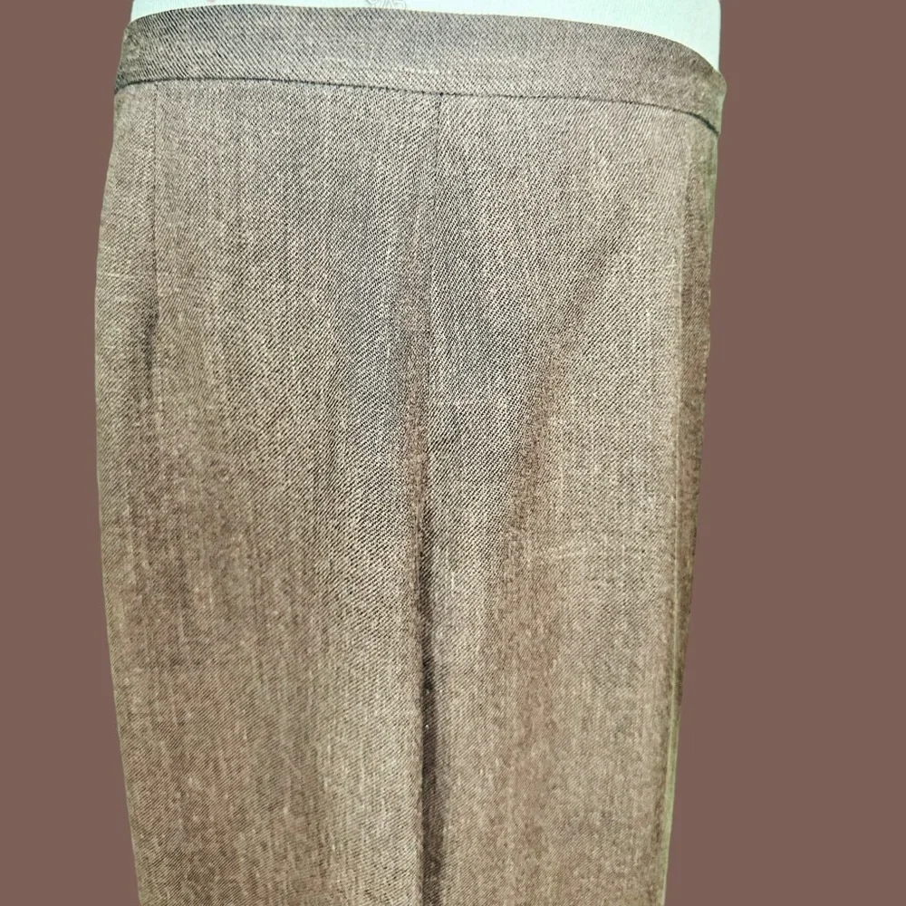 Vintage Dolce & Gabbana Brown Linen Blend Tweed Pencil Skirt IT Size 48